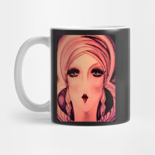 ART DECO FLAPPER IN TURBAN DUSKY PINK Mug